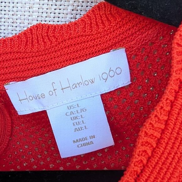 House Of Harlow Orange Red High Neck Crochet Sleeveless Maxi Midi Dress, size L - Picture 3 of 11